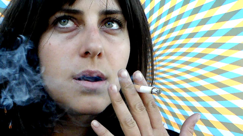melody morgan smoking a cigarette