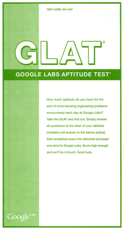 google labs aptitude test