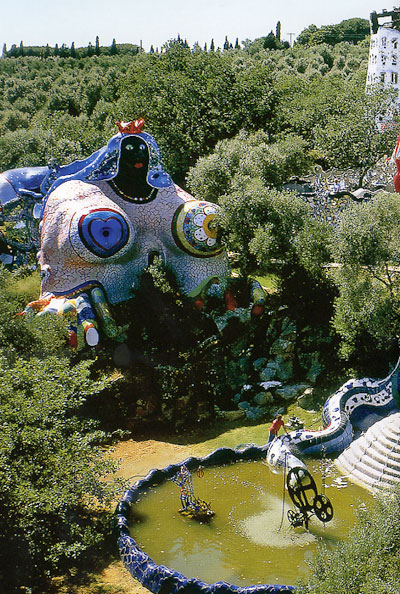 the empress from niki de saint phalle's tarot garden in tuscany, italy